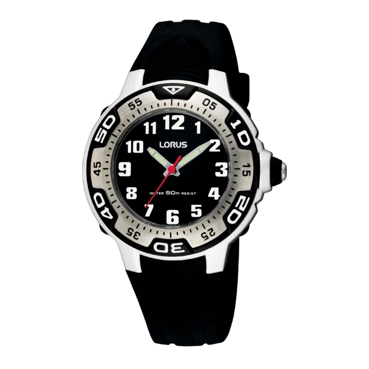 Dit kinderhorloge is van het merk Lorus. Het is een analoog horloge gemaakt van urethaan. De diameter van de kast is 34 mm en de kast is 10.5 mm dik.
De verdere specificaties van het horloge zijn als volgt:
Glassoort: acryl glas
Bandbreedte: 11
Kastmateriaal: kunststof
Waterdichtheid: 5 ATM
Techniek: quartz