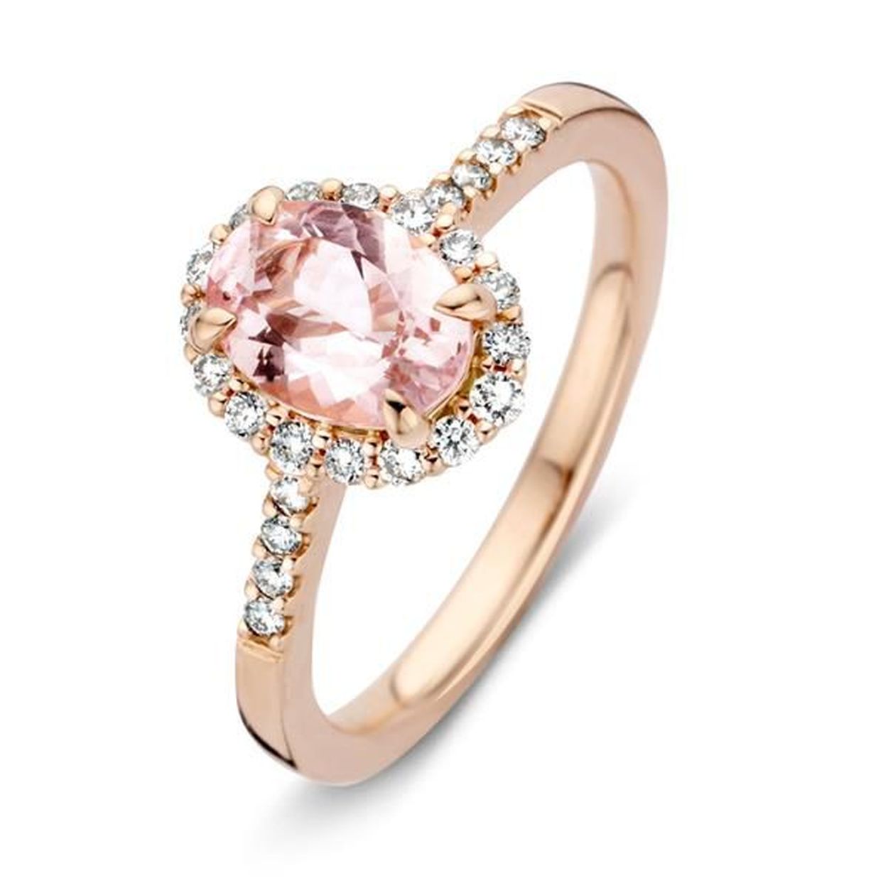 rosegouden ring met morganiet +0.27 ct briljant mt56 