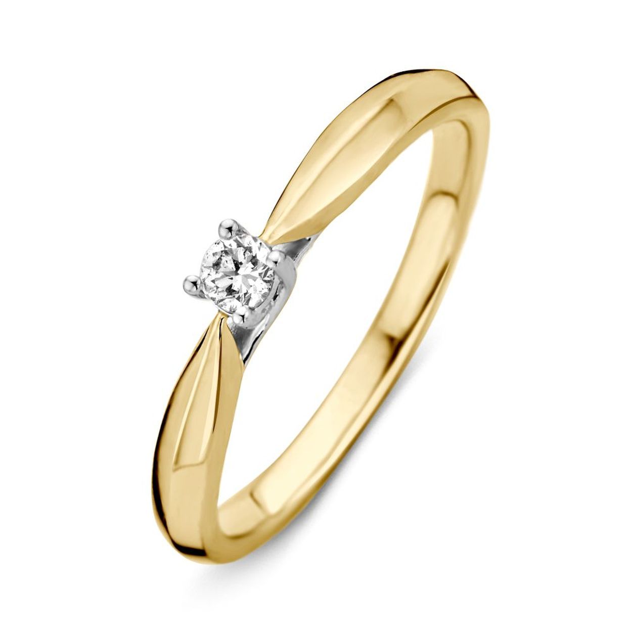 Ring bicolor briljant 0.09 crt. Maat 54