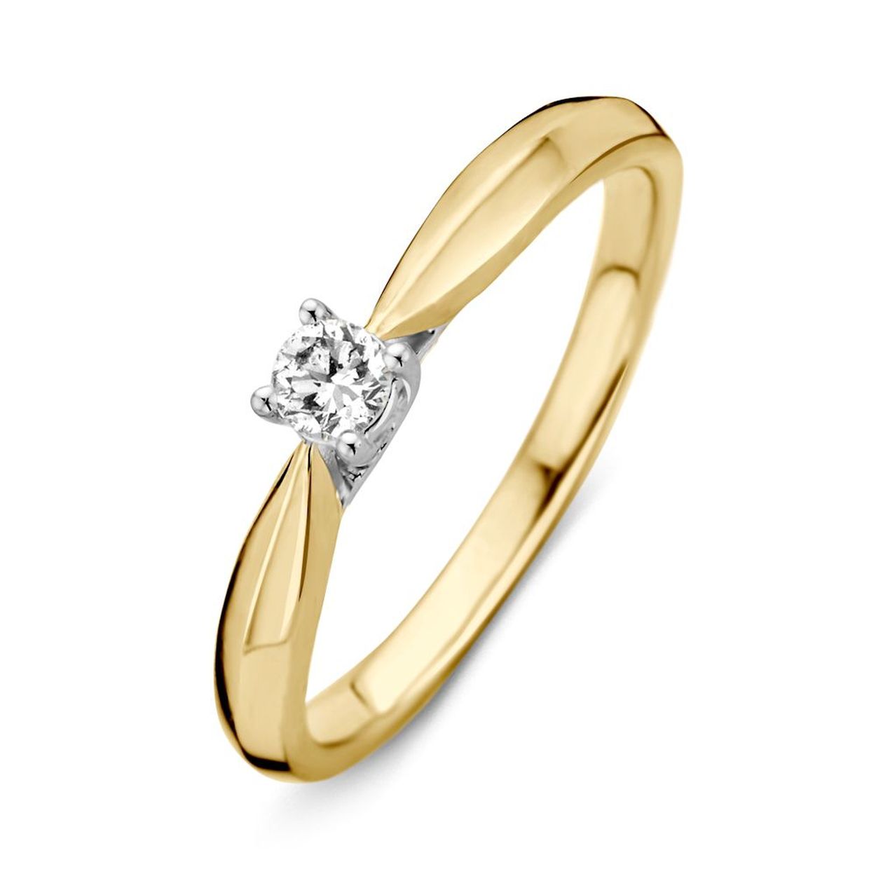 Ring bicolor briljant 0.15 crt. Maat 56
