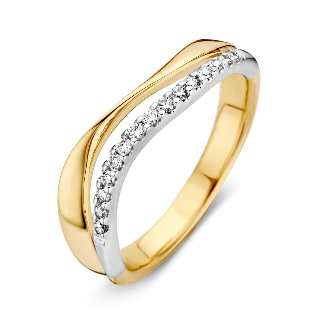 Bicolor gouden ring met briljant | Laatste maat (maat 56)