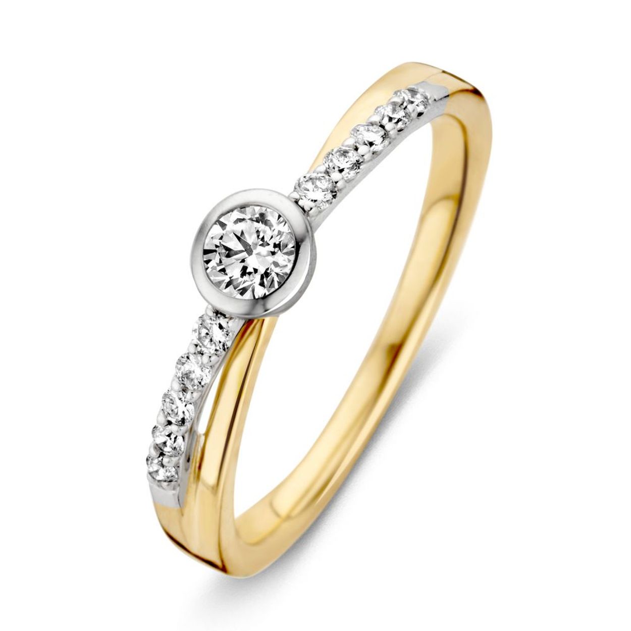 Ring bicolor briljant 0.34 crt Maat 56