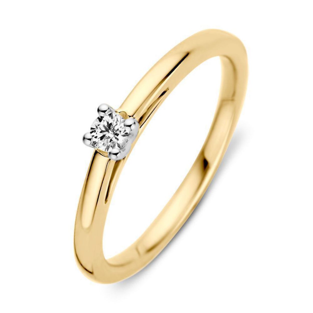 Excellent Jewelry Ring 14krt bicolor goud diamant 0.10 crt. RG416801-54