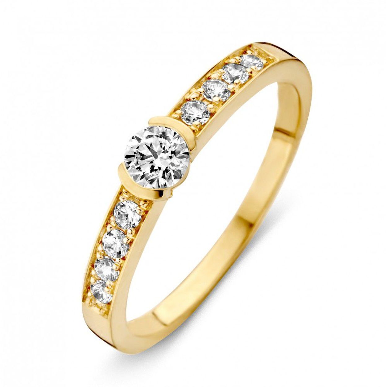 Ring geelgoud zirkonia Maat 56