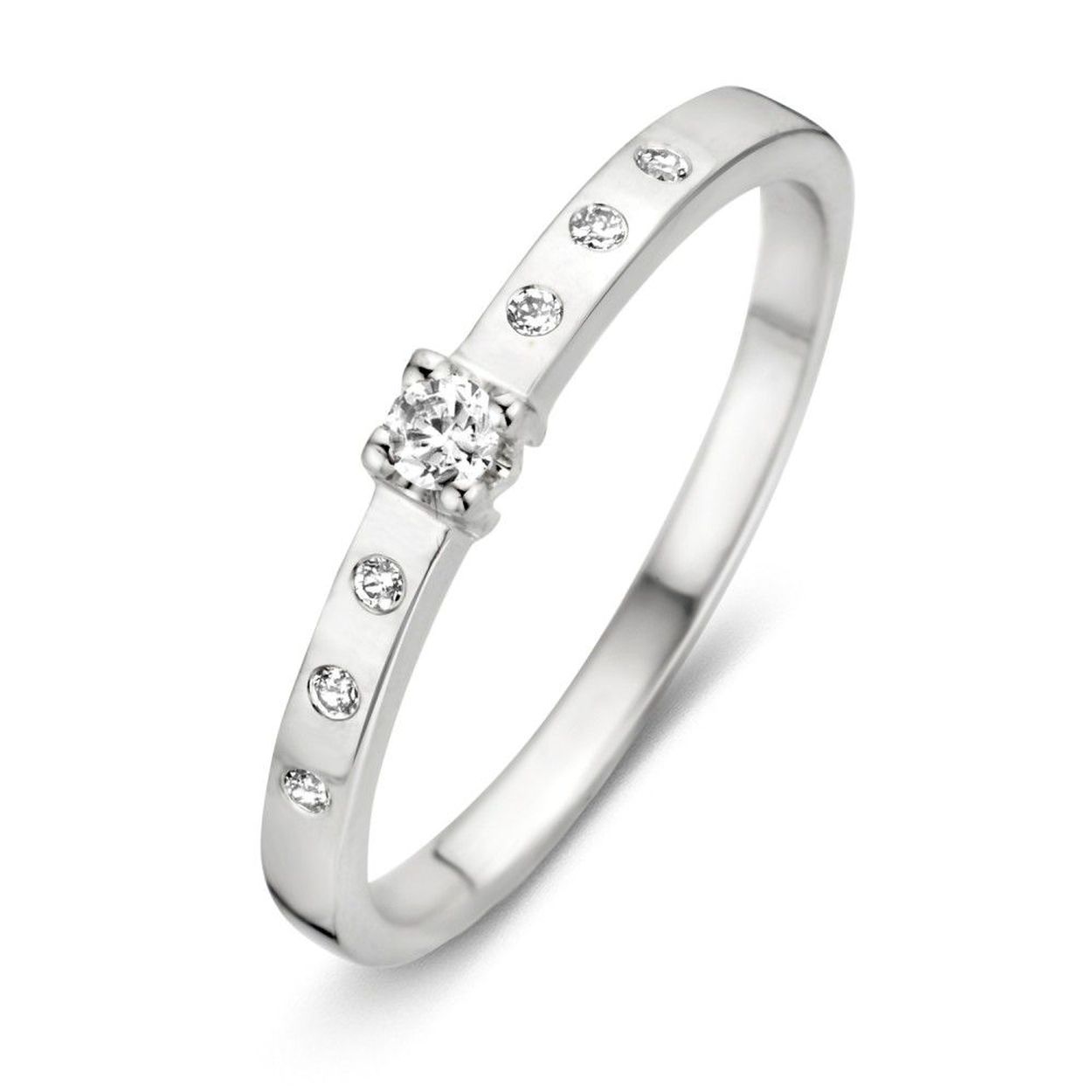 Ring witgoud zirkonia Maat 54