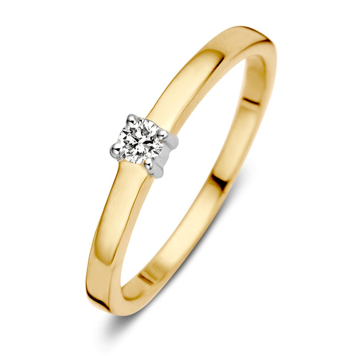 Ring bicolor briljant 0.09 crt. Maat 56