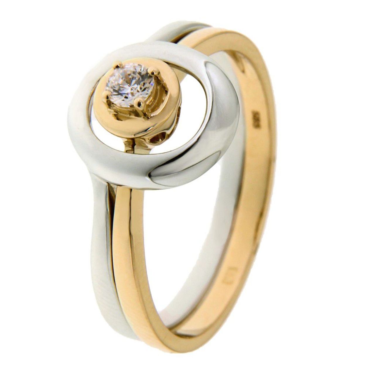Ring bicolor zirkonia Maat 56