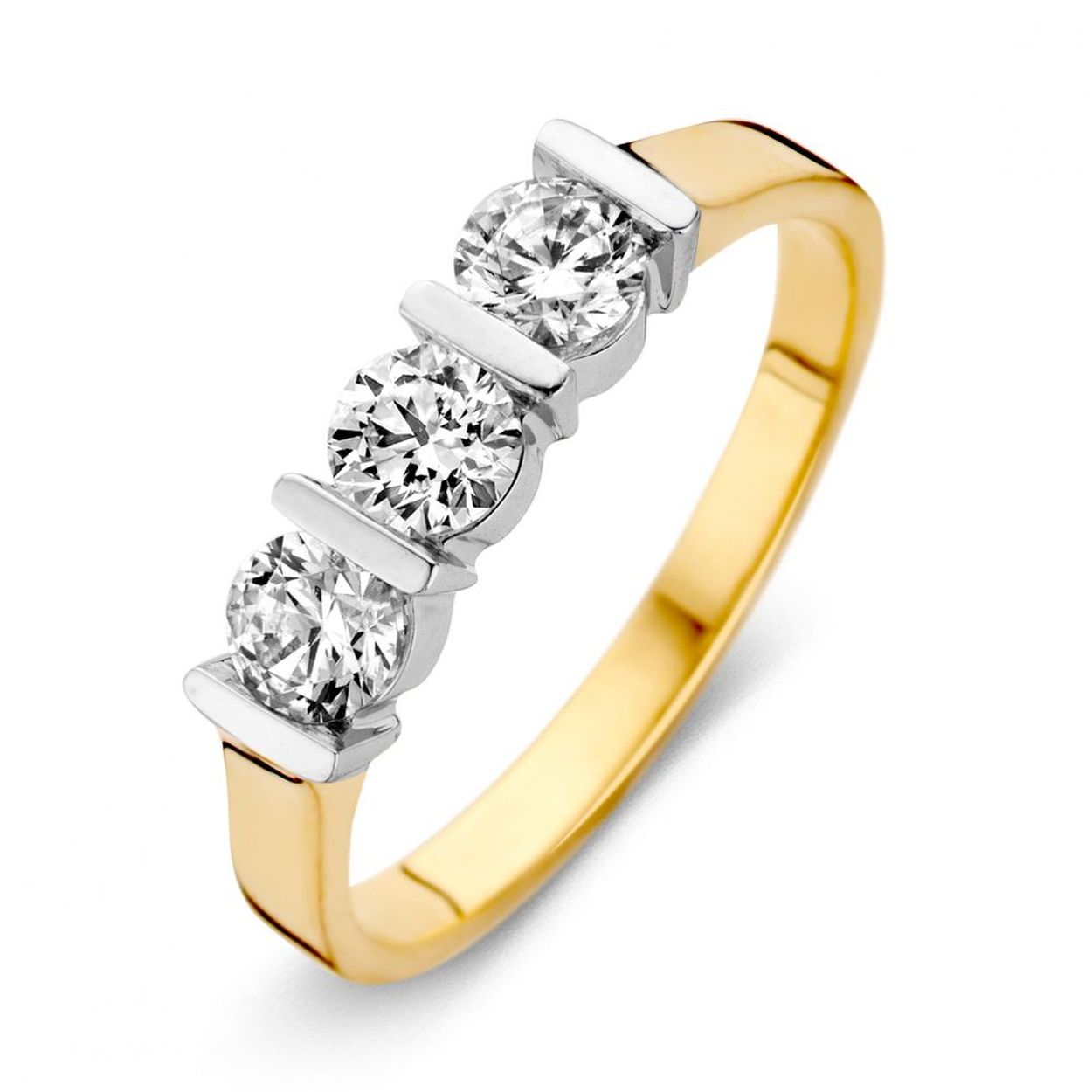 Ring bicolor zirkonia Maat 56