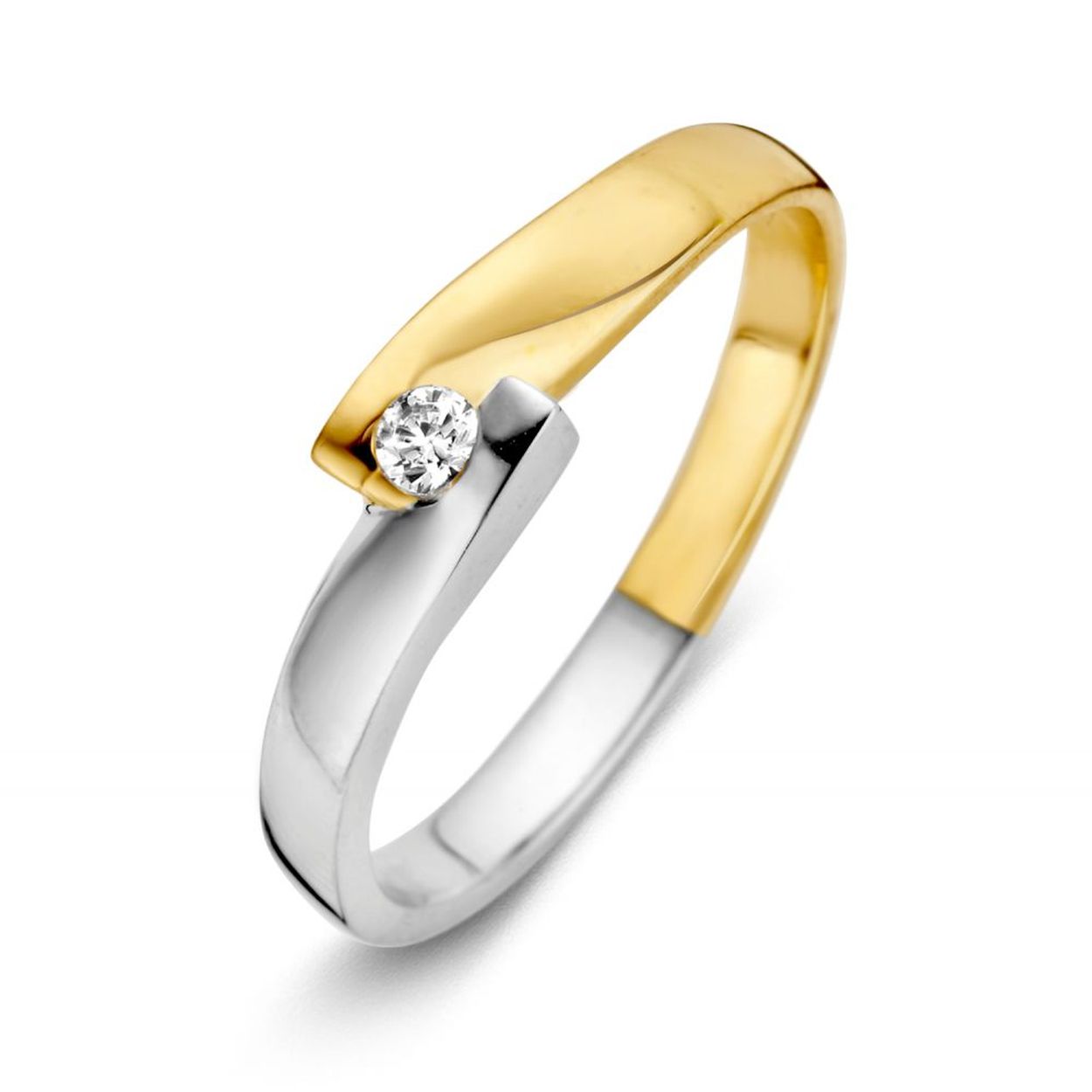 Excellent Jewelry gouden ring bicolor met zirkonia in maat 56
