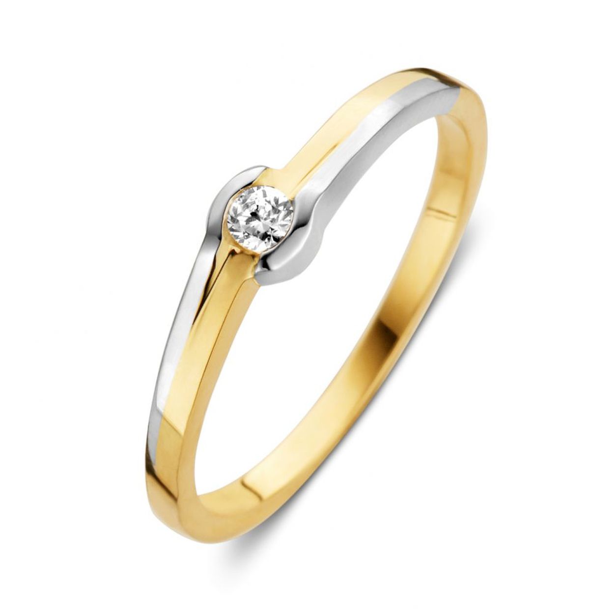 Ring bicolor zirkonia Maat 56