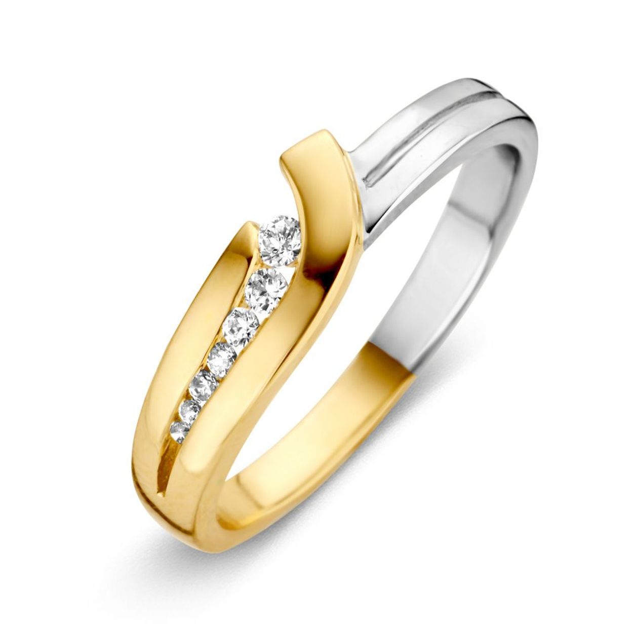 Ring bicolor zirkonia Maat 56