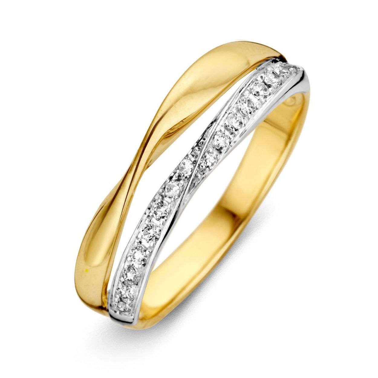 Ring bicolor zirkonia Maat 56