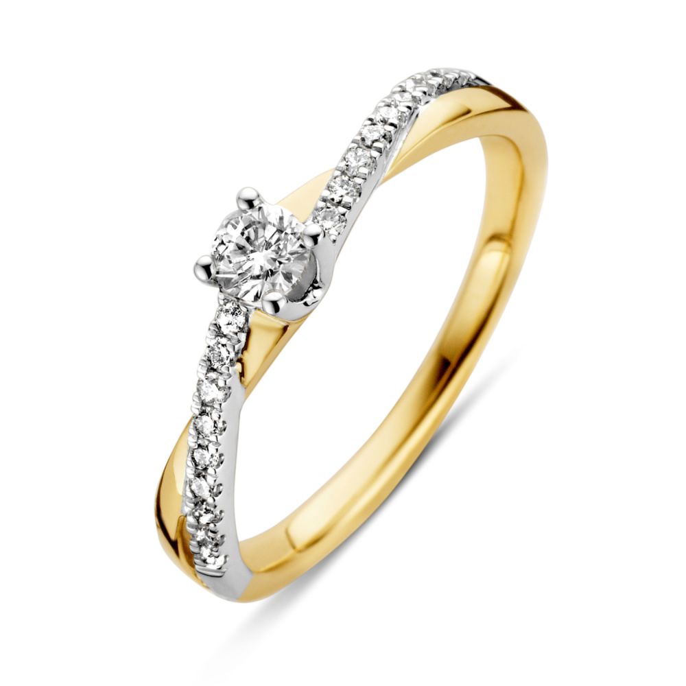 Dit is een ring van Excellent Jewelry in de kleur geel/wit