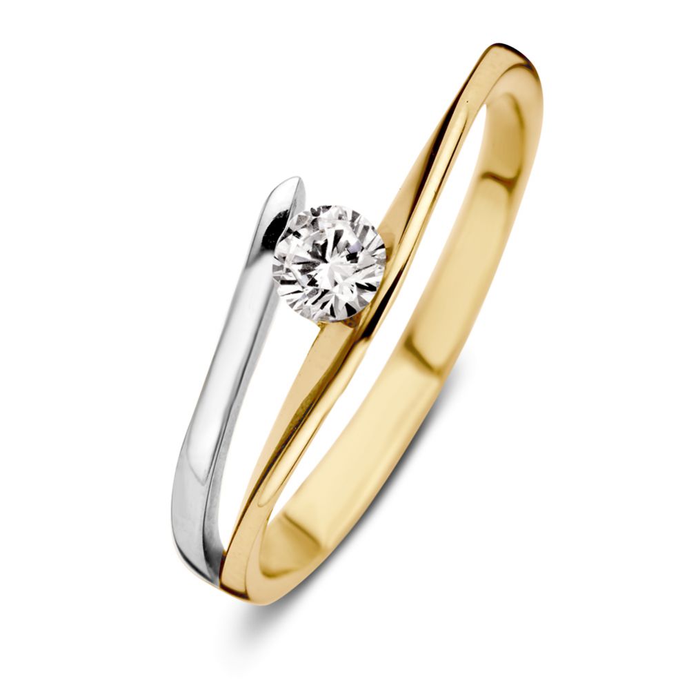 Dit is een ring van Excellent Jewelry in de kleur geel/wit
