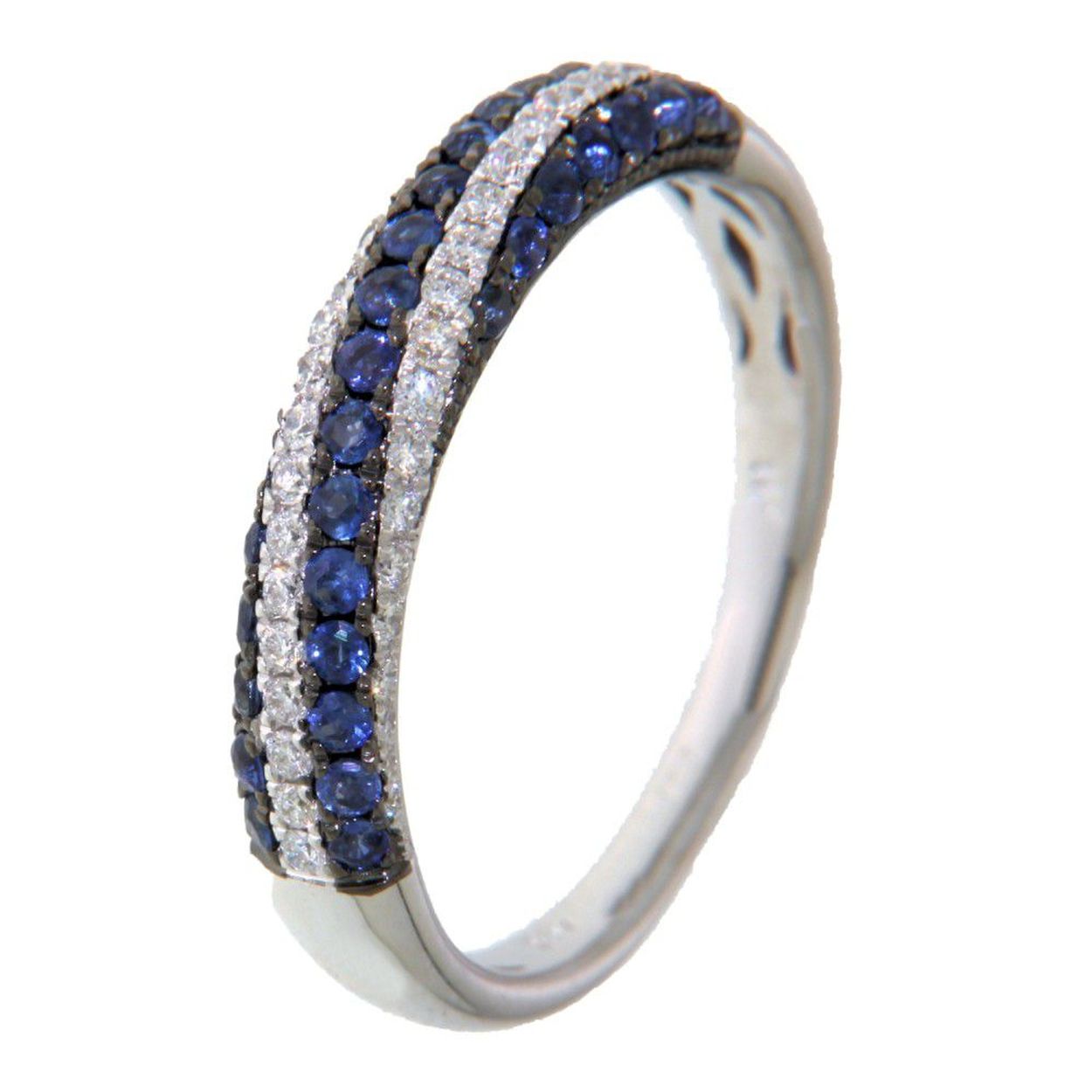 Ring witgoud briljant en saffier Maat 58