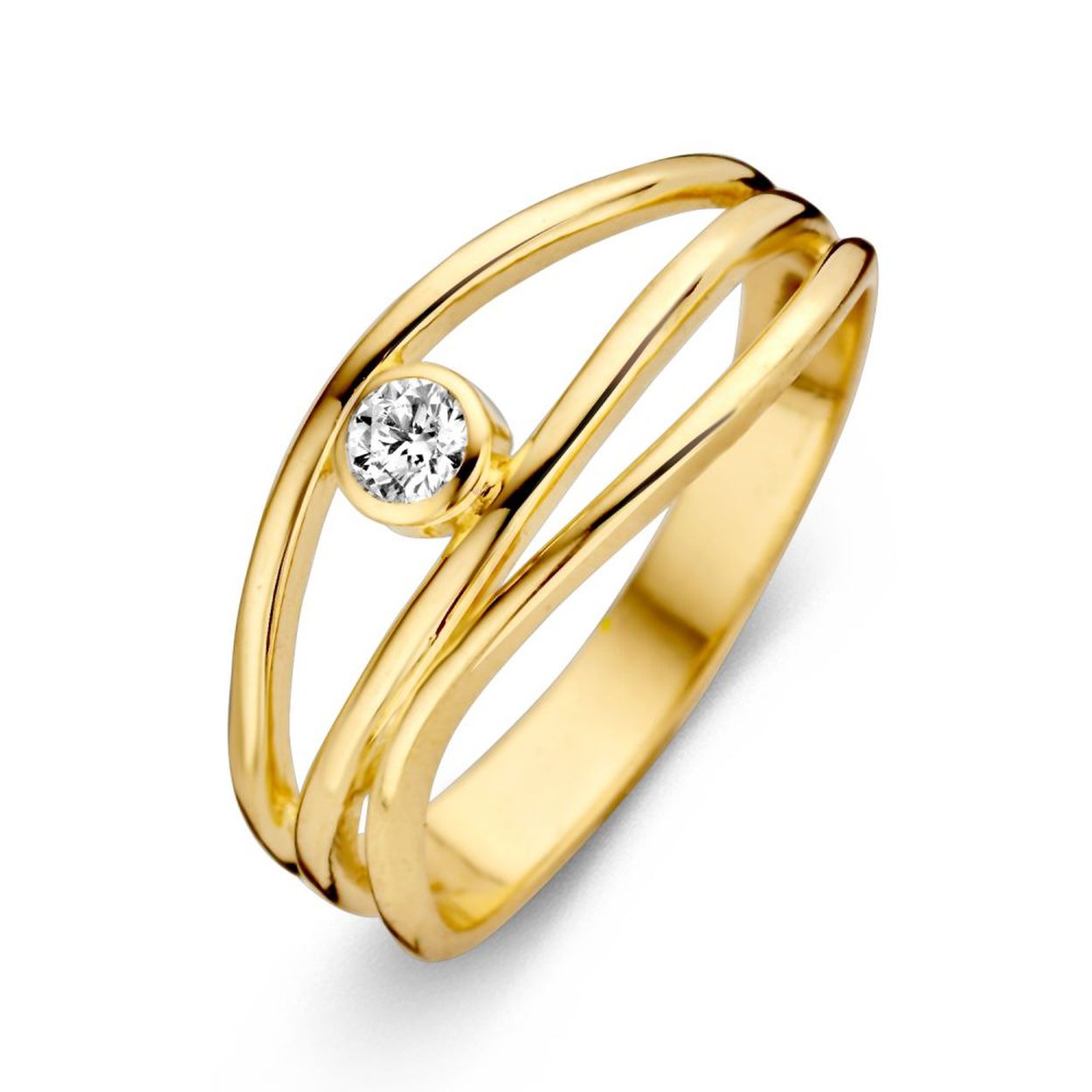 Ring geelgoud zirkonia Maat 56