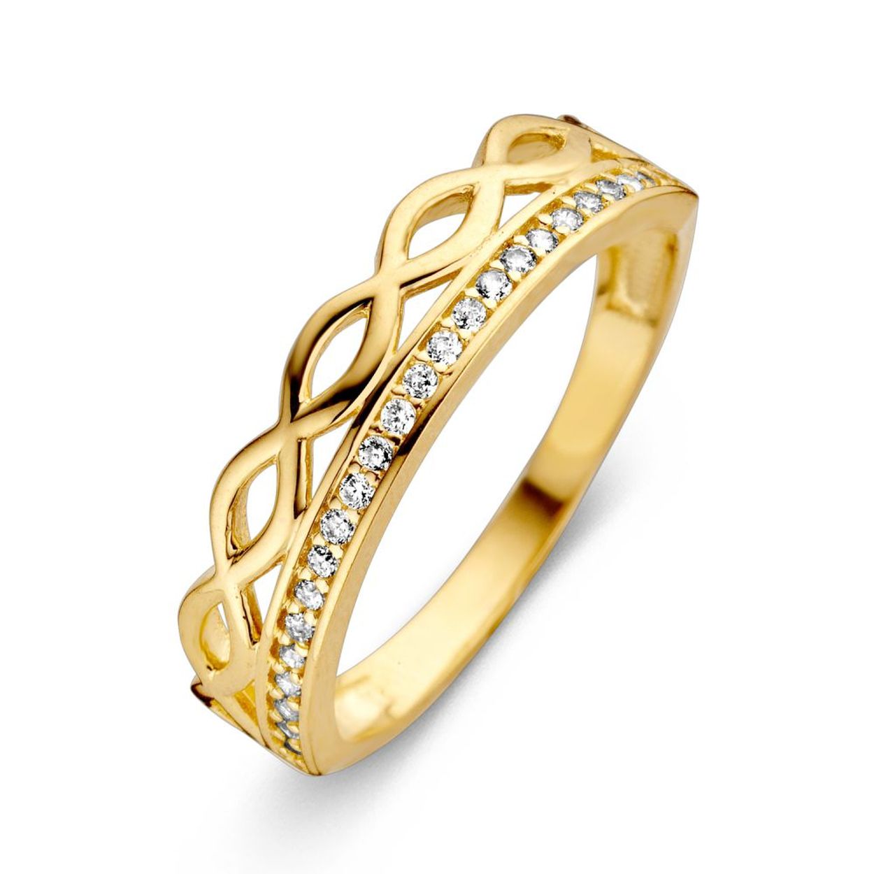 Ring geelgoud zirkonia Maat 56