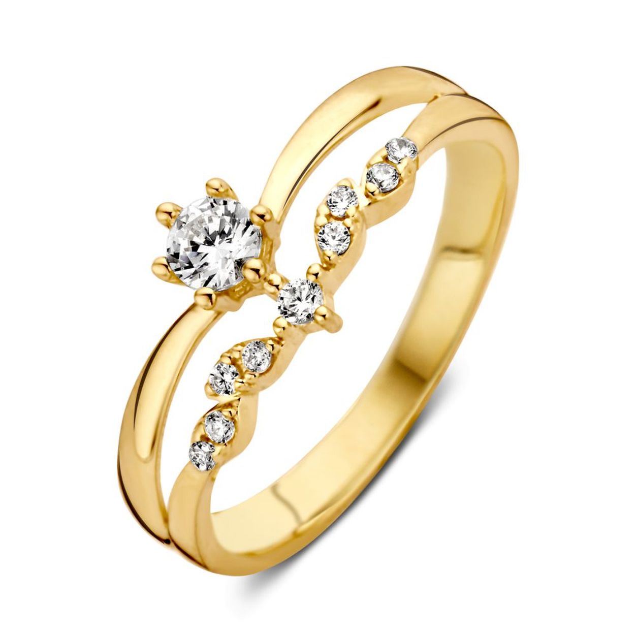 Ring geelgoud zirkonia Maat 52