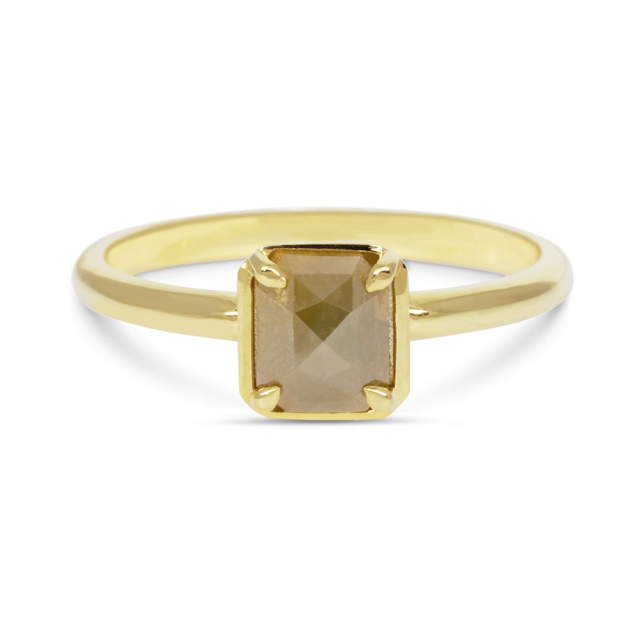 geel gouden R&C ring uit de Nous collectie met roosgeslepen fancy-colored diamant 0.95 Crt