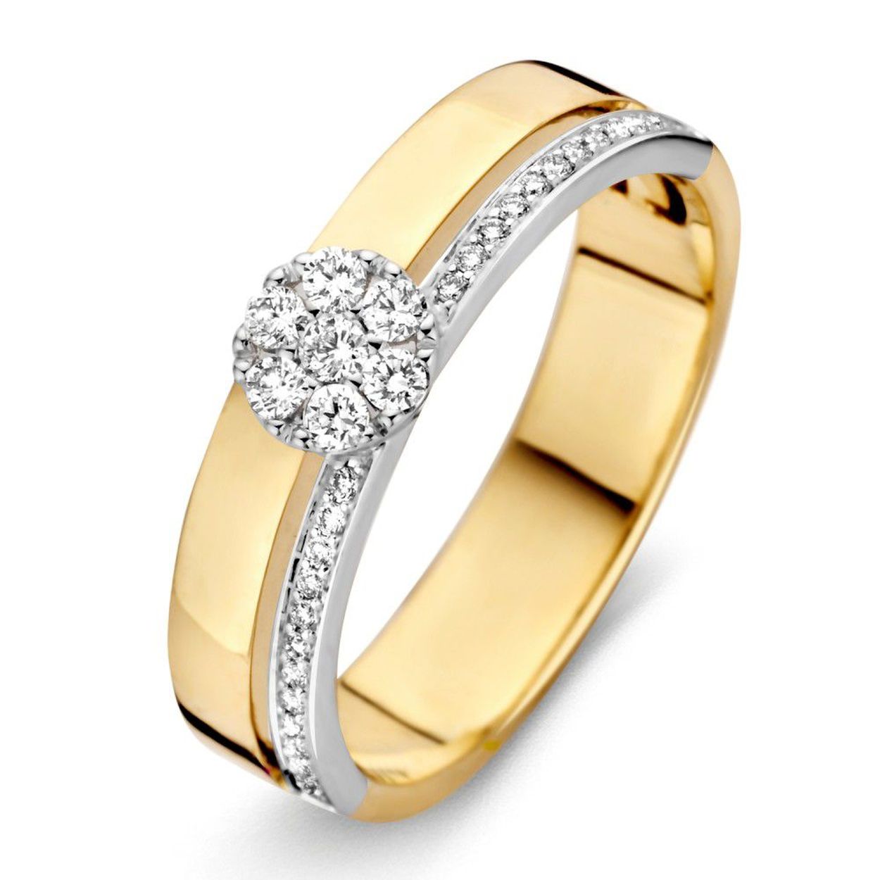 Ring  bicolor briljant Maat 56
