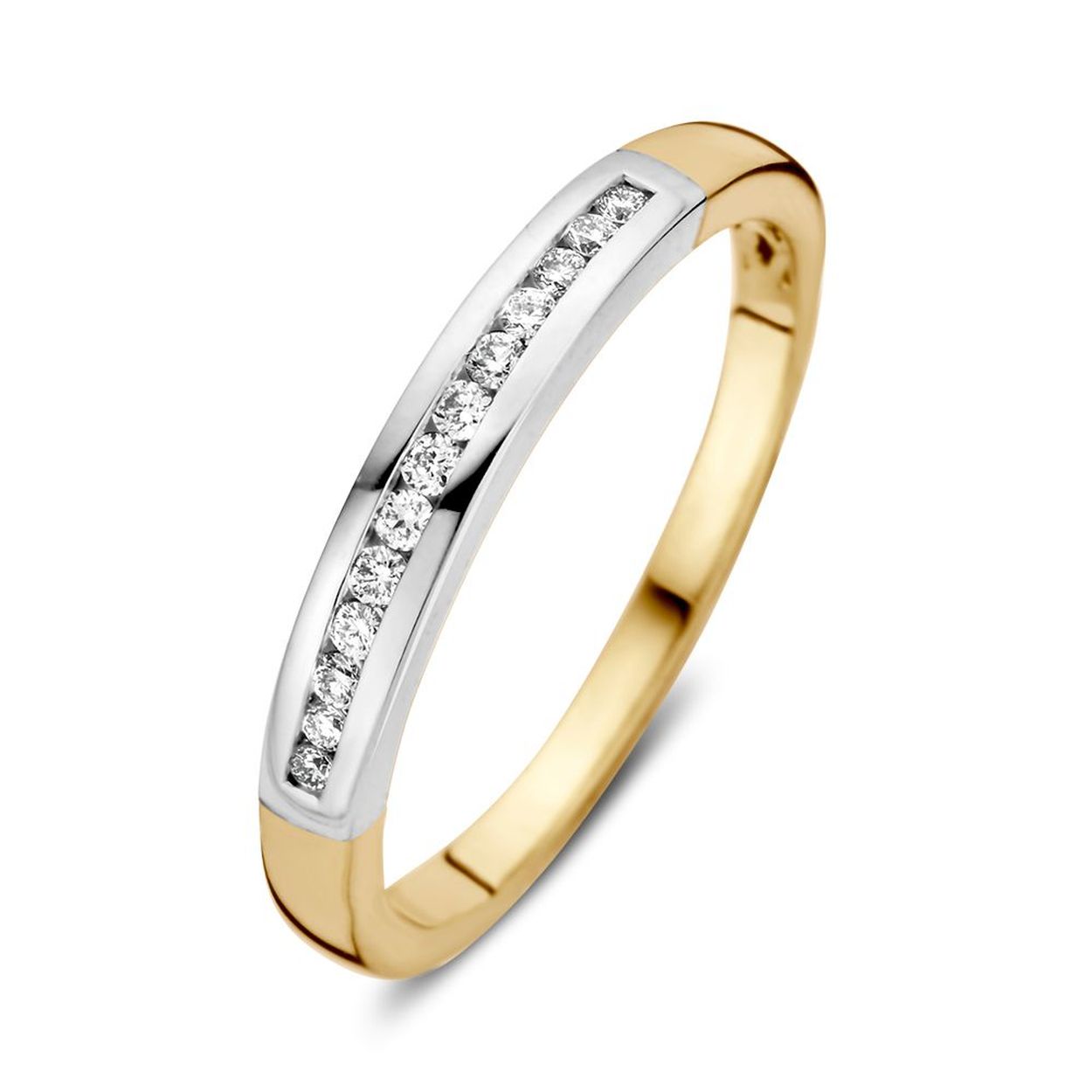 Ring bicolor briljant 0.12 crt Maat 56