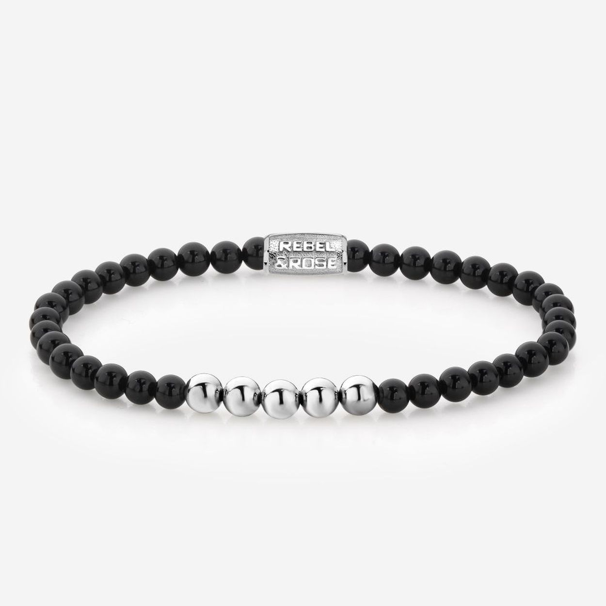 Natuurstenen armband van het merk Rebel & Rose. De armband heeft een hoogwaardige elastische stretch koord, 4mm Agaat natuurstenen beads en RVS slotje