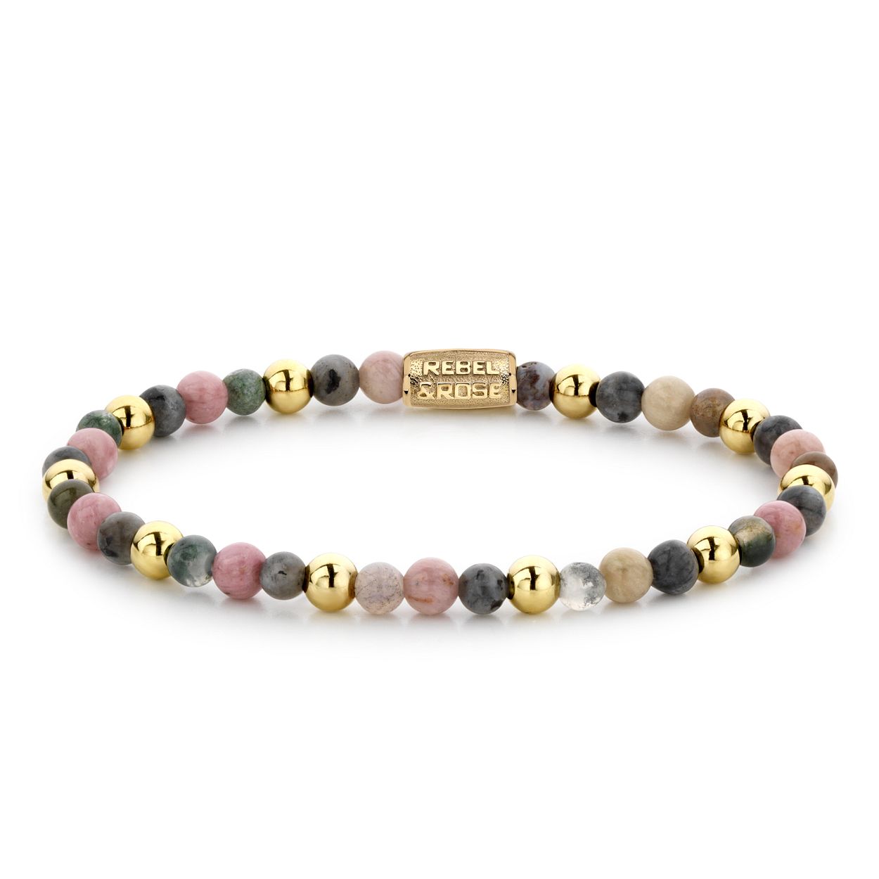 Deze armband is van het merk Rebel & Rose. Het is een damessieraad. De armband is goud van kleur.