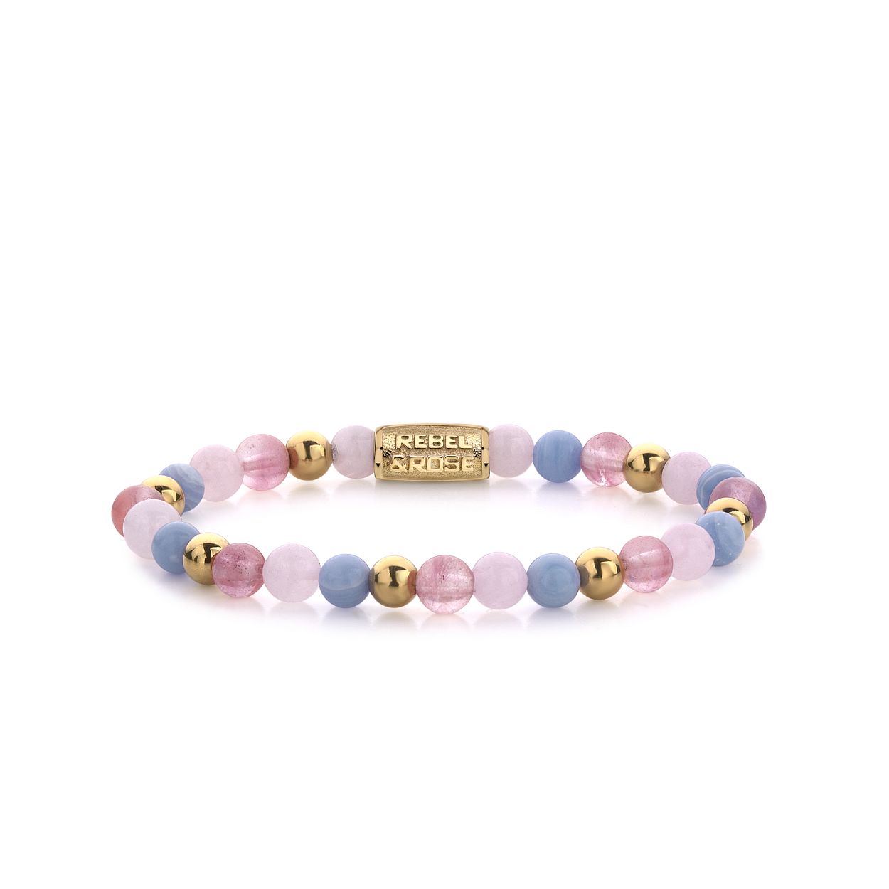 Rebel & Rose - Pink Summer Vibes II, verguld 6mm, Medium 17.5cm - RR-60055-G-M