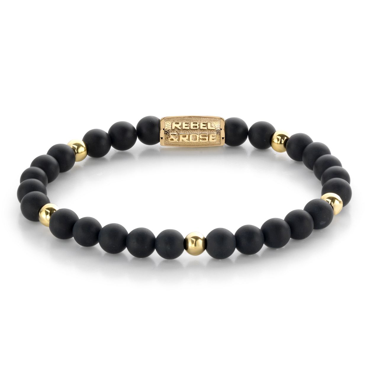 Rebel & Rose - Matt Black Madonna - 6mm Yellow Plated - Small