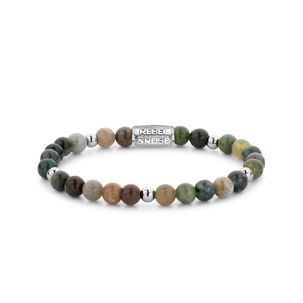 Armband van het merk Rebel & Rose. De armband heeft een hoogwaardige elastische stretch koord, met 6mm van Agaat, Hematiet.
