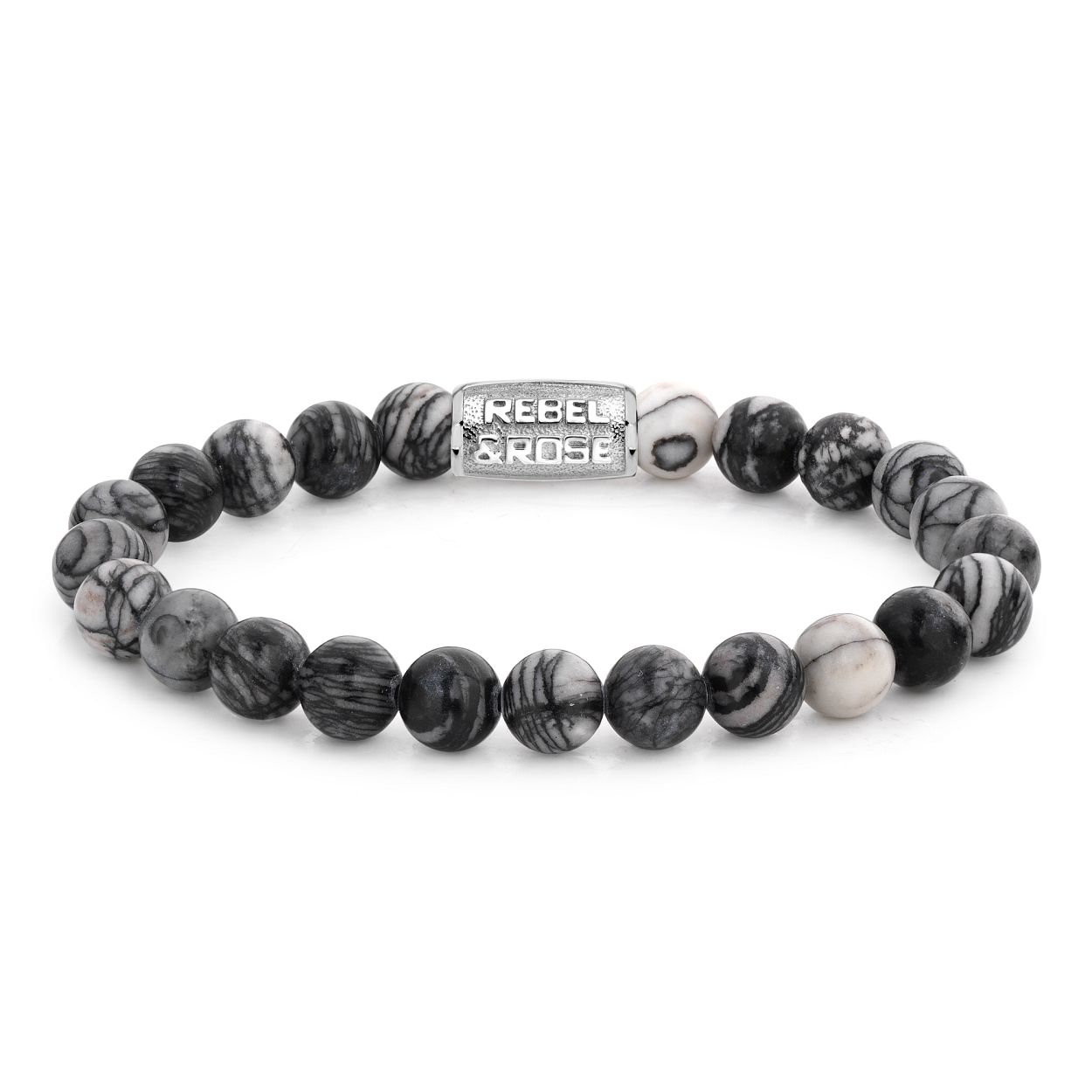 Rebel & Rose Black Wolf 8mm Staal - 17.5cm