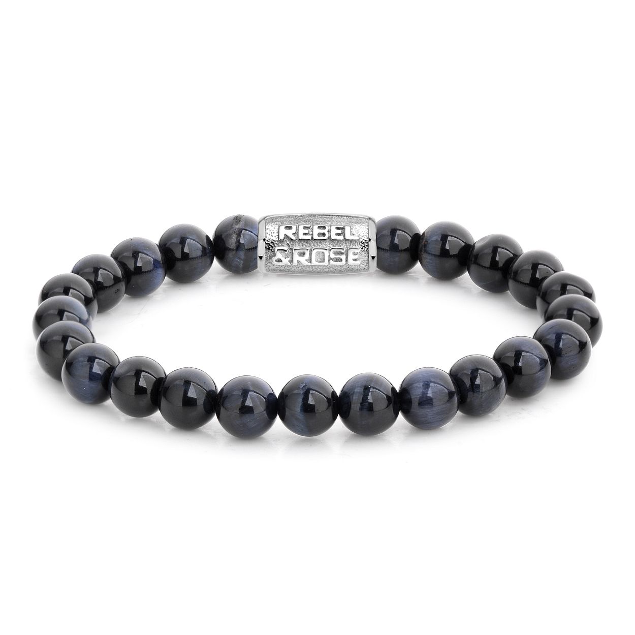 Rebel & Rose - Stones Only Tiger Blues silver colored 8mm Large 19cm - RR-80039-S-L