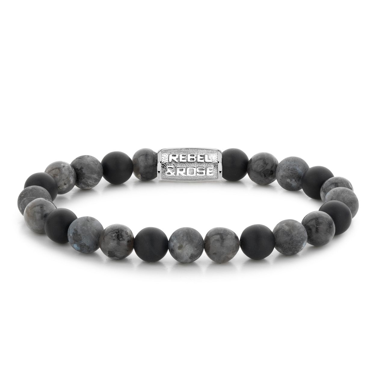 Rebel & Rose - Armband, Grey Rocks - 8mm Medium 17.5cm - RR-80069-S-M