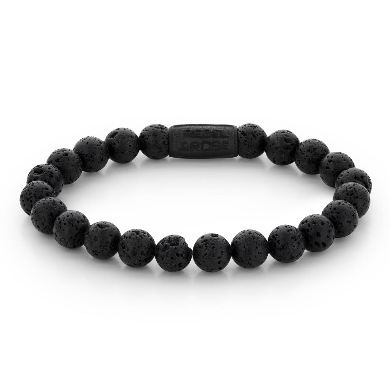 Rebel & Rose - Armband, Black Moon - All Black - 8mm Large 19cm - RR-80071-B-L