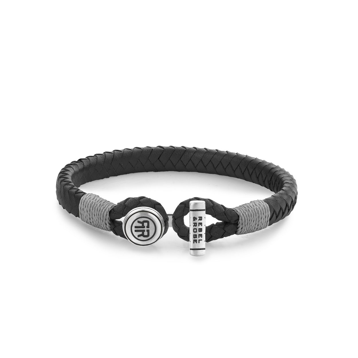 Rebel en Rose armband, Full Metal Connected Black Grey L