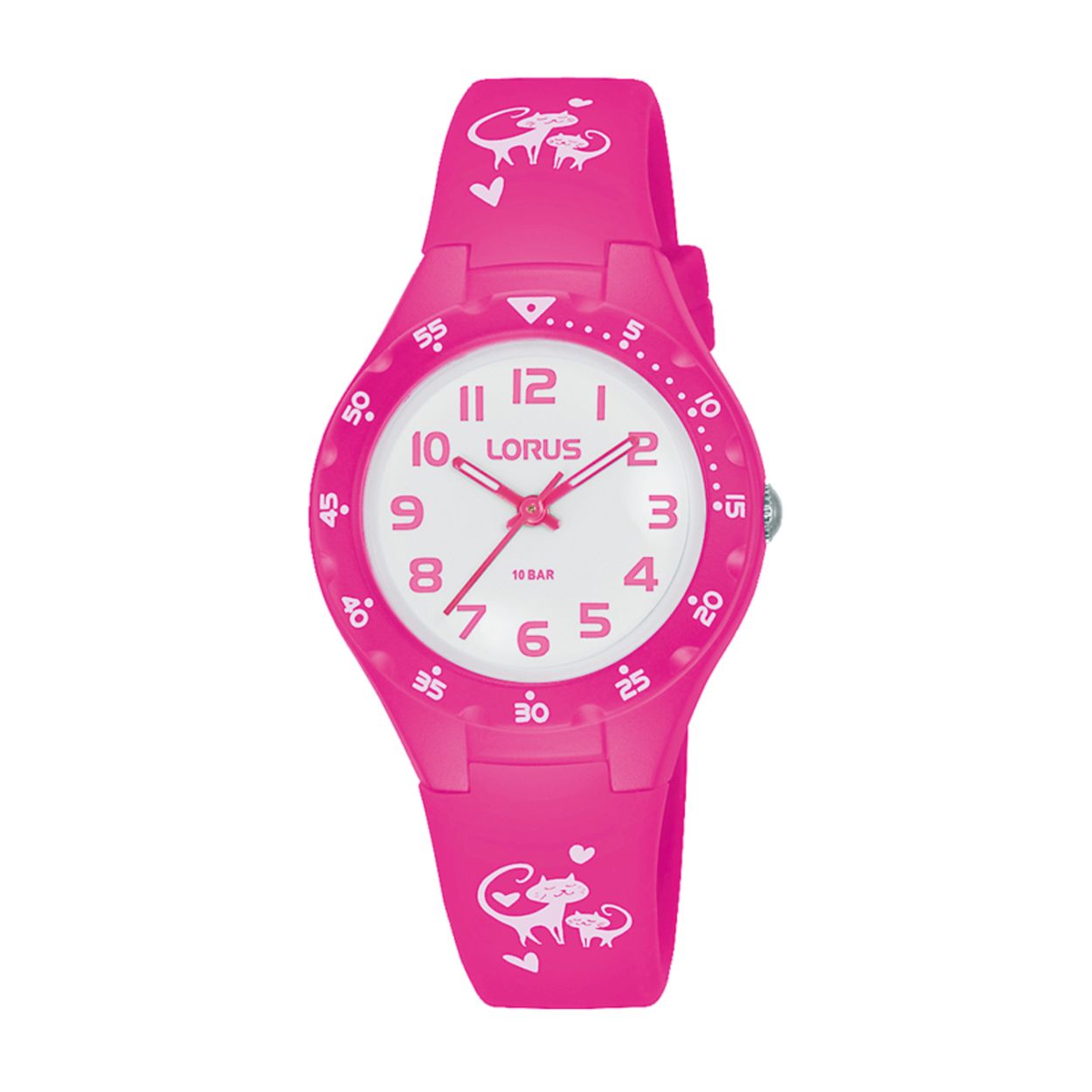 Dit kinderhorloge is van het merk Lorus. Het is een analoog horloge gemaakt van silicoon. De diameter van de kast is 30 mm en de kast is 10 mm dik.
De verdere specificaties van het horloge zijn als volgt:
Glassoort: acryl glas
Bandbreedte: 12
Kastmateriaal: kunststof
Waterdichtheid: 10 ATM
Techniek: quartz