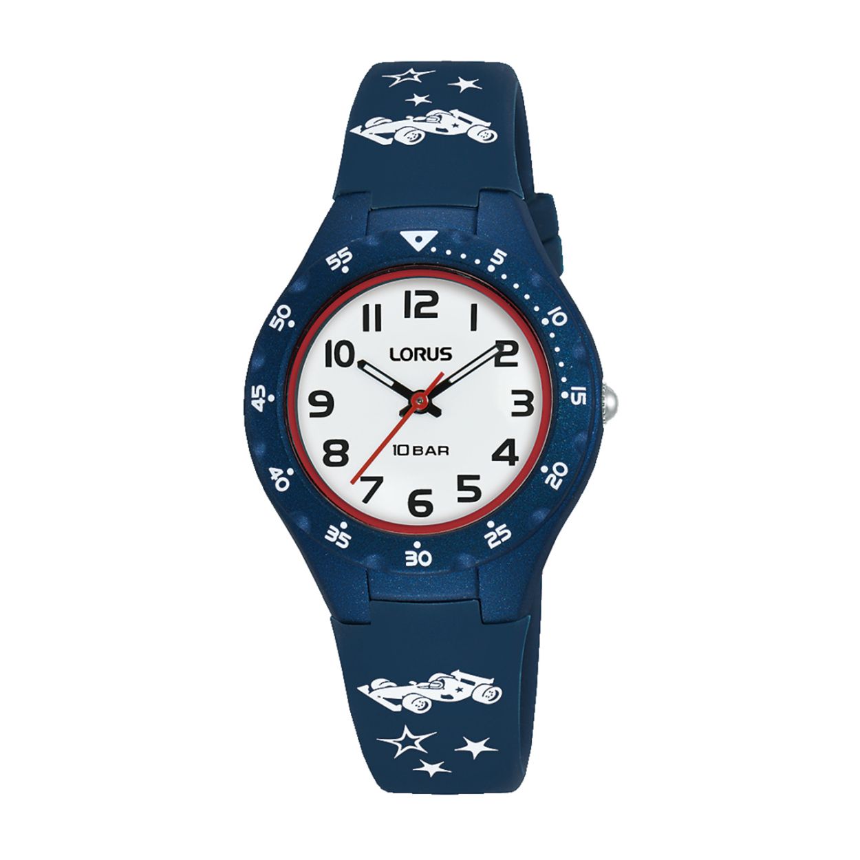 Dit kinderhorloge is van het merk Lorus. Het is een analoog horloge gemaakt van silicoon. De diameter van de kast is 30 mm en de kast is 10 mm dik.
De verdere specificaties van het horloge zijn als volgt:
Glassoort: acryl glas
Bandbreedte: 12
Kastmateriaal: kunststof
Waterdichtheid: 10 ATM
Techniek: quartz