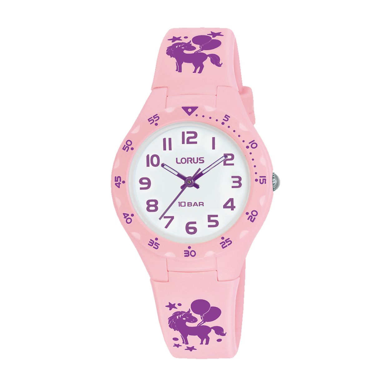 Dit kinderhorloge is van het merk Lorus. Het is een analoog horloge gemaakt van silicoon. De diameter van de kast is 30 mm en de kast is 10 mm dik.
De verdere specificaties van het horloge zijn als volgt:
Glassoort: acryl glas
Bandbreedte: 12
Kastmateriaal: kunststof
Waterdichtheid: 10 ATM
Techniek: quartz