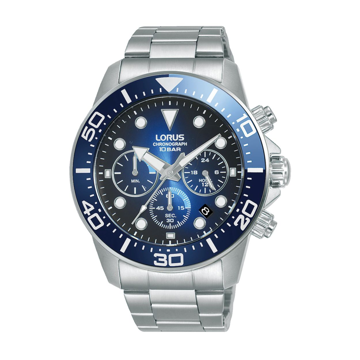 Dit herenhorloge is van het merk Lorus. Het is een chronograaf horloge gemaakt van staal. De diameter van de kast is 43 mm en de kast is 12.5 mm dik.
De verdere specificaties van het horloge zijn als volgt:
Glassoort: hardlex mineraal glas
Bandbreedte: 20
Kastmateriaal: staal
Waterdichtheid: 10 ATM
Techniek: quartz