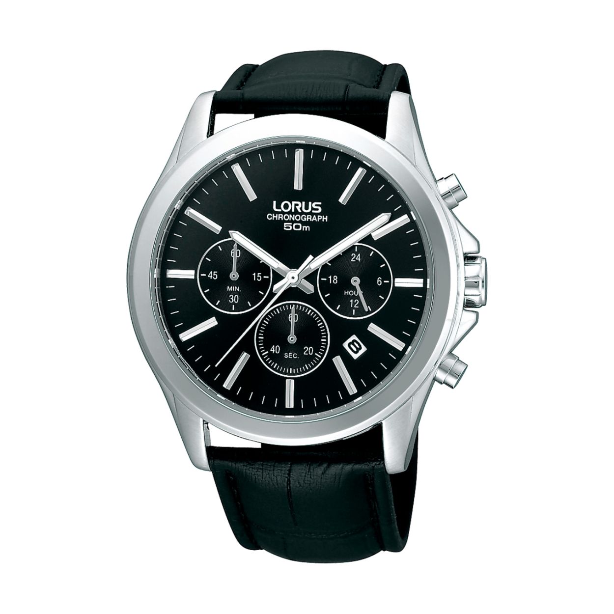 Dit herenhorloge is van het merk Lorus. Het is een chronograaf horloge gemaakt van leer. De diameter van de kast is 42 mm en de kast is 11 mm dik.
De verdere specificaties van het horloge zijn als volgt:
Glassoort: hardlex mineraal glas
Bandbreedte: 22
Kastmateriaal: staal
Waterdichtheid: 5 ATM
Techniek: quartz