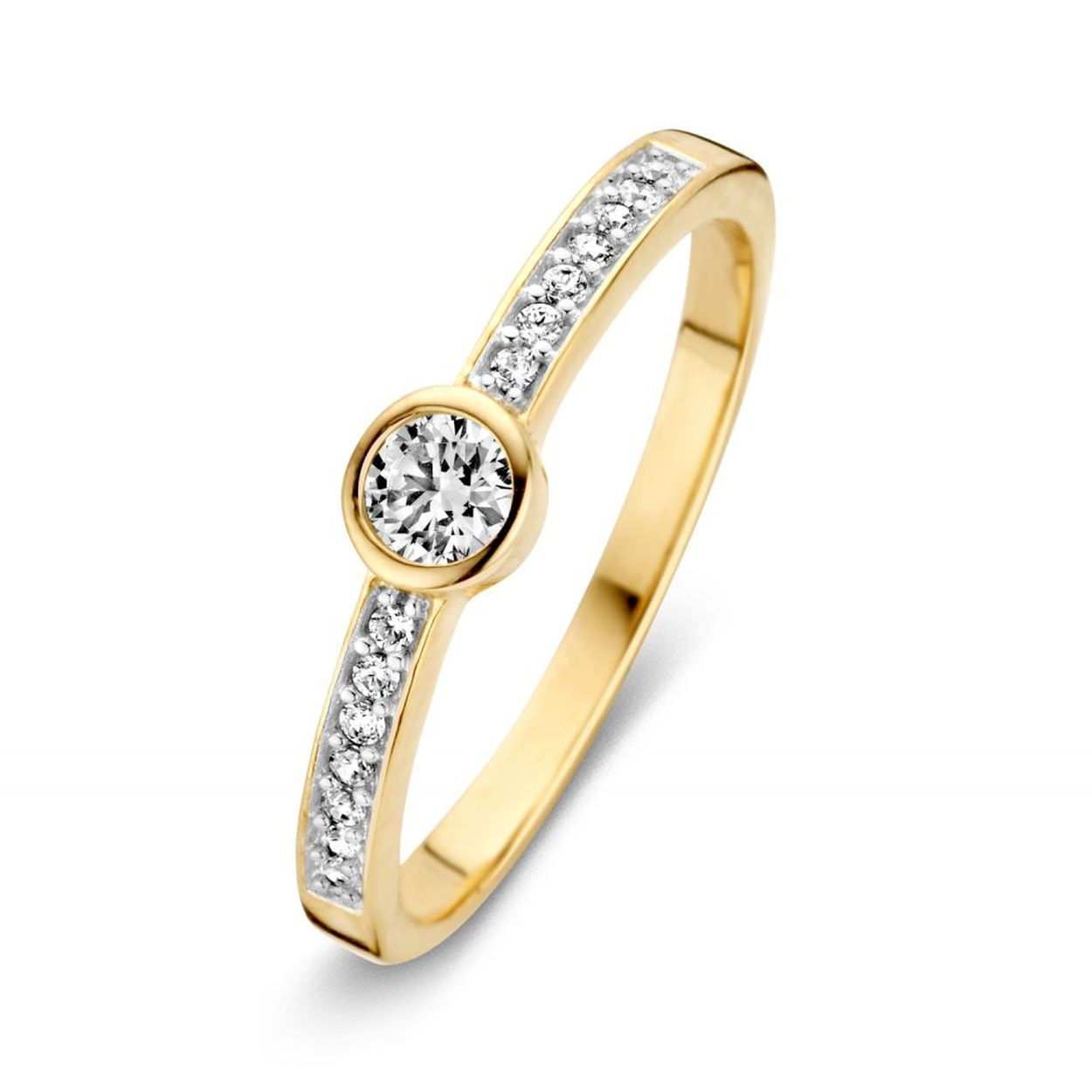 Ring geelgoud zirkonia Maat 56