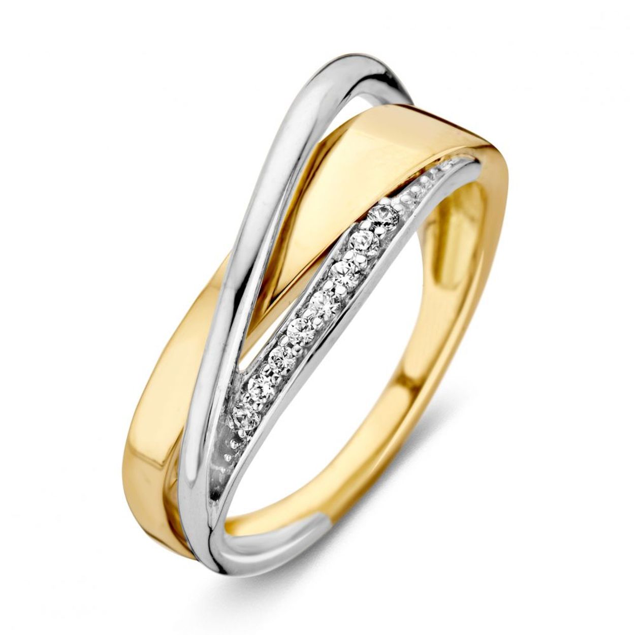Ring bicolor zirkonia Maat 56