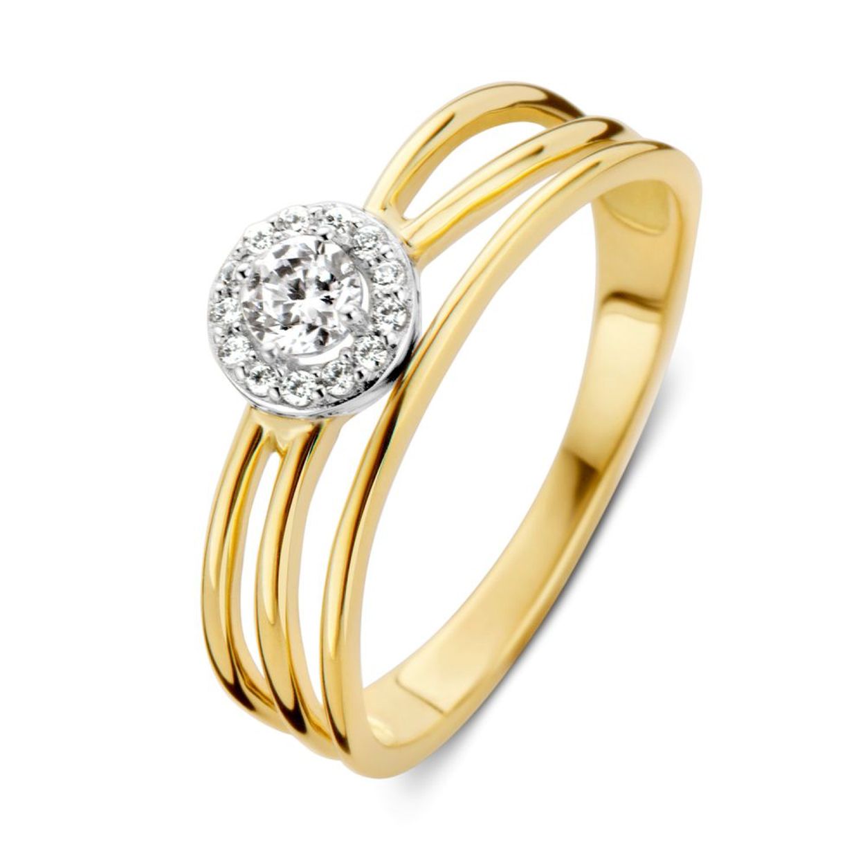 Ring bicolor zirkonia Maat 56