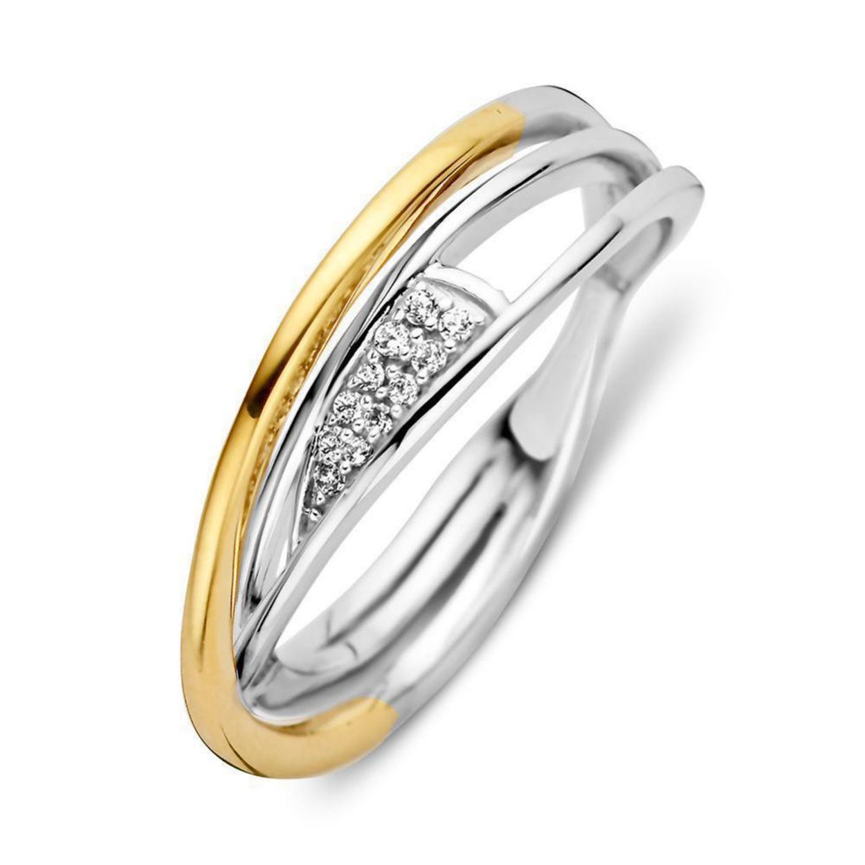 Ring bicolor zirkonia Maat 58