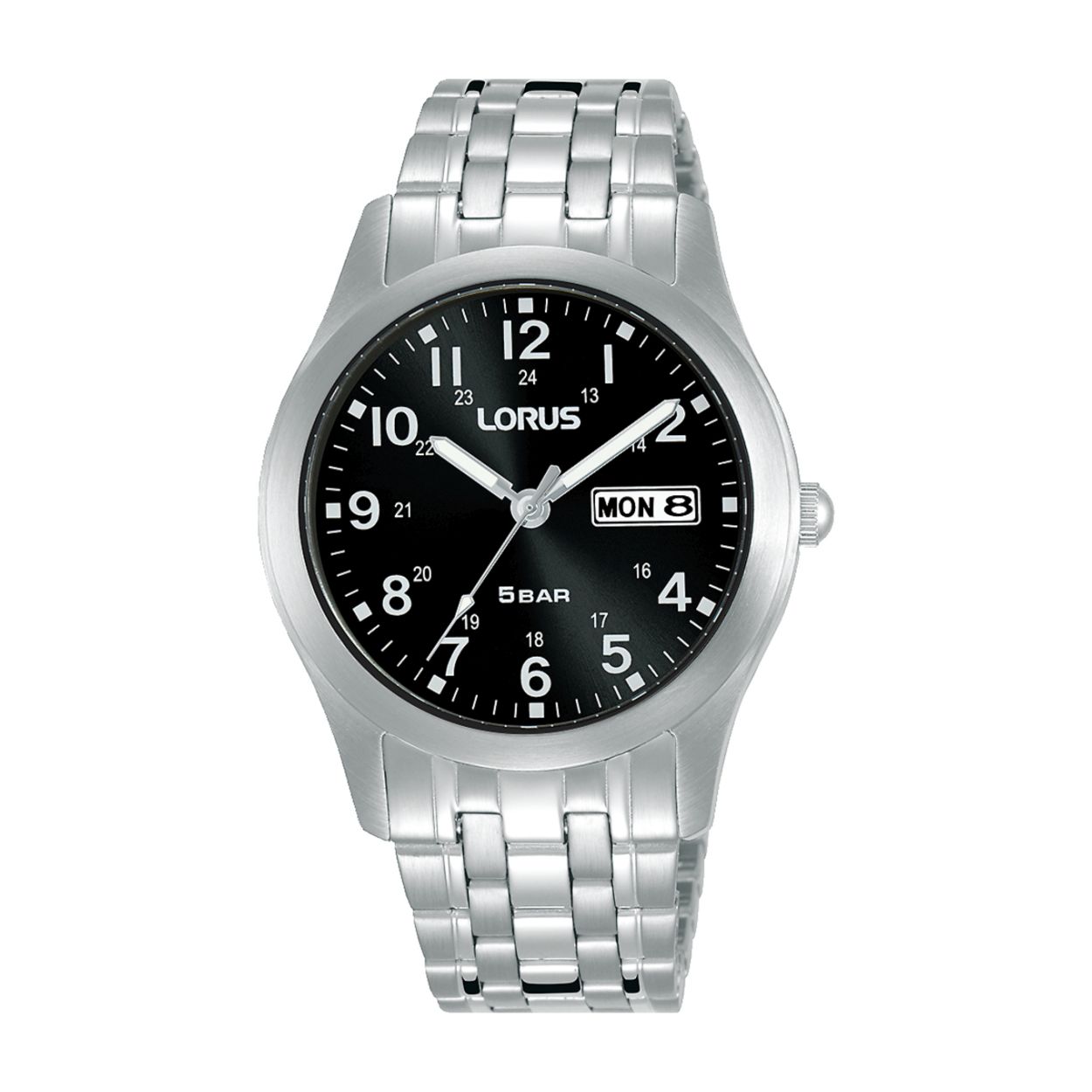 Dit herenhorloge is van het merk Lorus. Het is een analoog horloge gemaakt van staal. De diameter van de kast is 38 mm en de kast is 8.5 mm dik.
De verdere specificaties van het horloge zijn als volgt:
Glassoort: hardlex mineraal glas
Bandbreedte: 18
Kastmateriaal: staal
Waterdichtheid: 5 ATM
Techniek: quartz