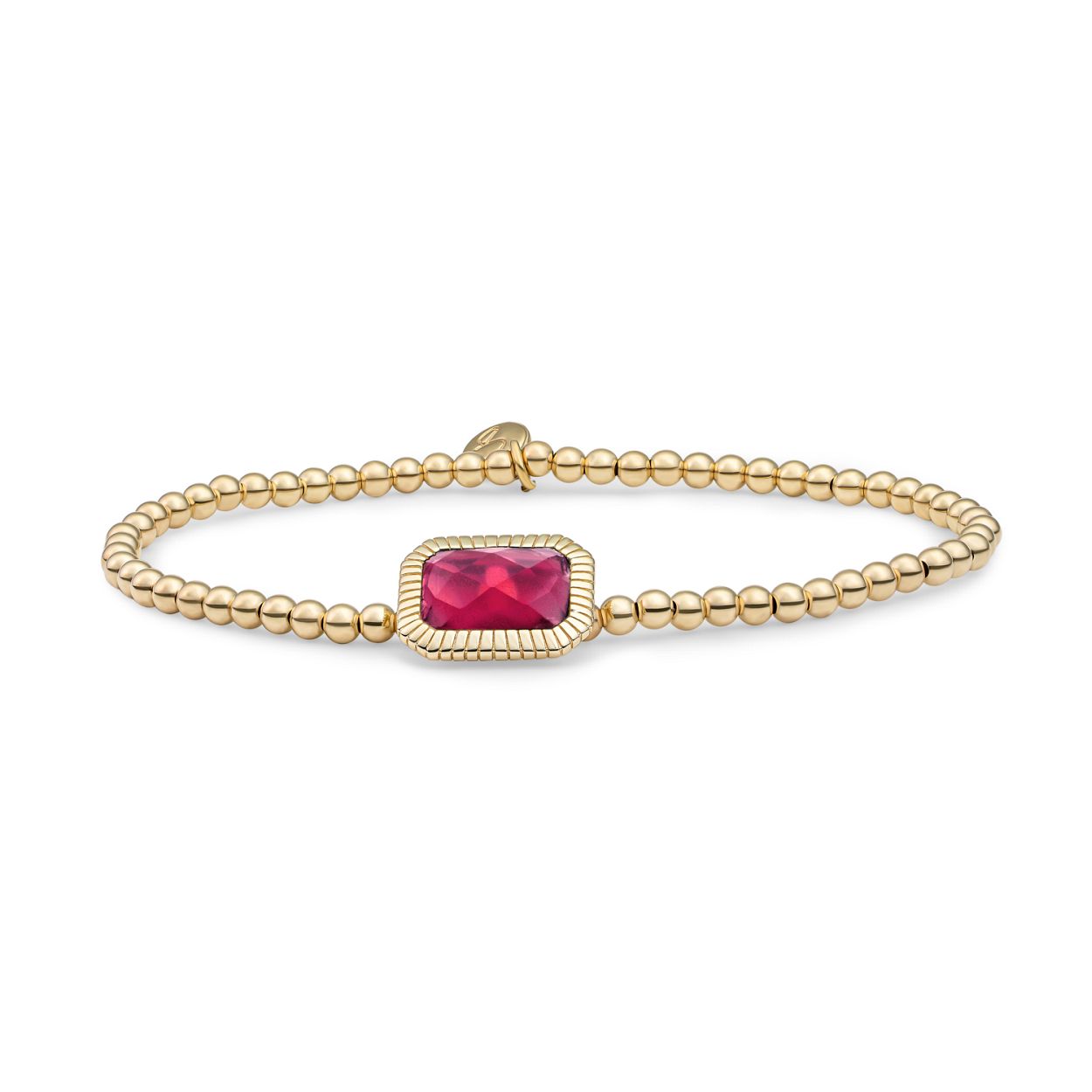 Armband - Goud - Fuchsia Quartz Baguette