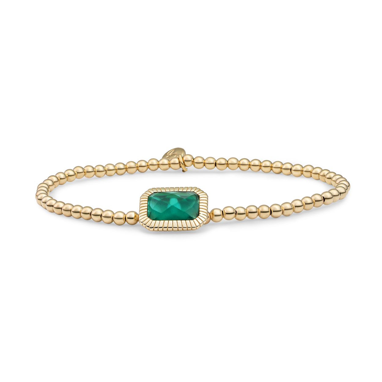 Armband - Goud - Petrol Green Quartz Baguette