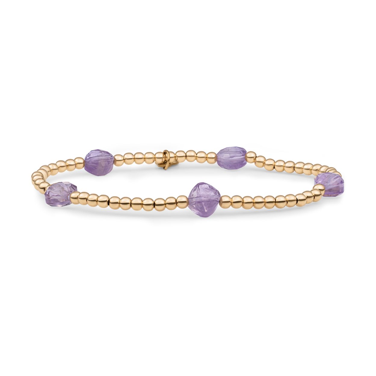Armband | Amethyst Cushion Cut Beads - Goud