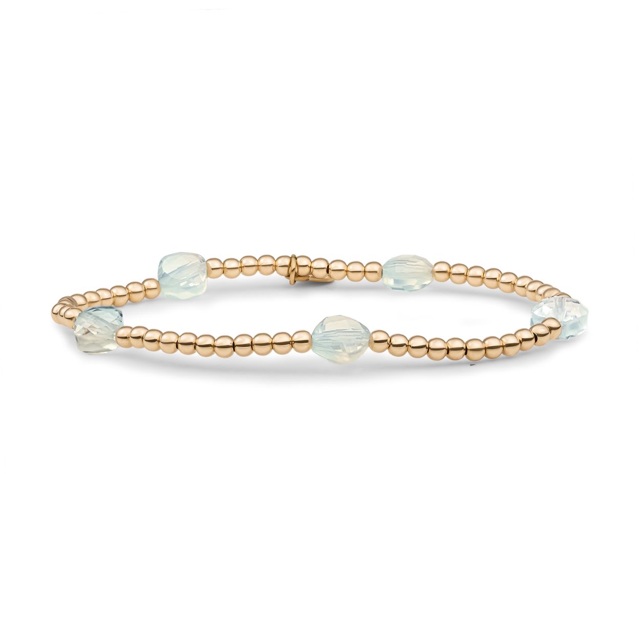 Armband | Opalite Cushion Cut Beads - Goud