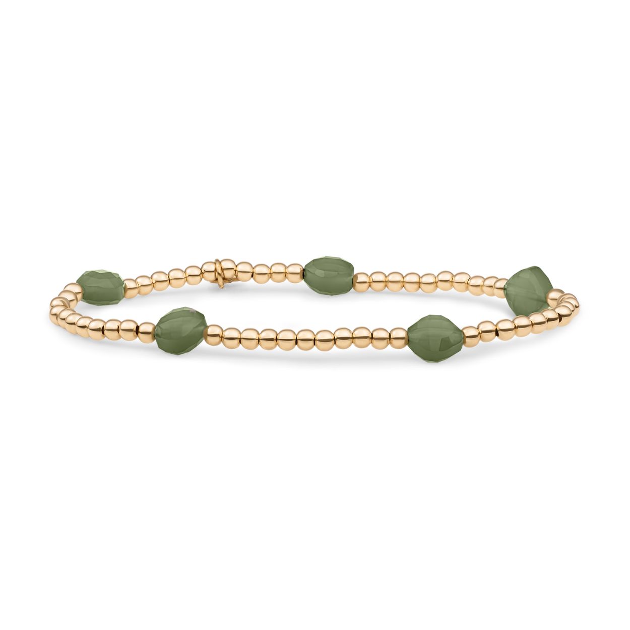Armband | Lime Jade Cushion Cut Beads - Goud
